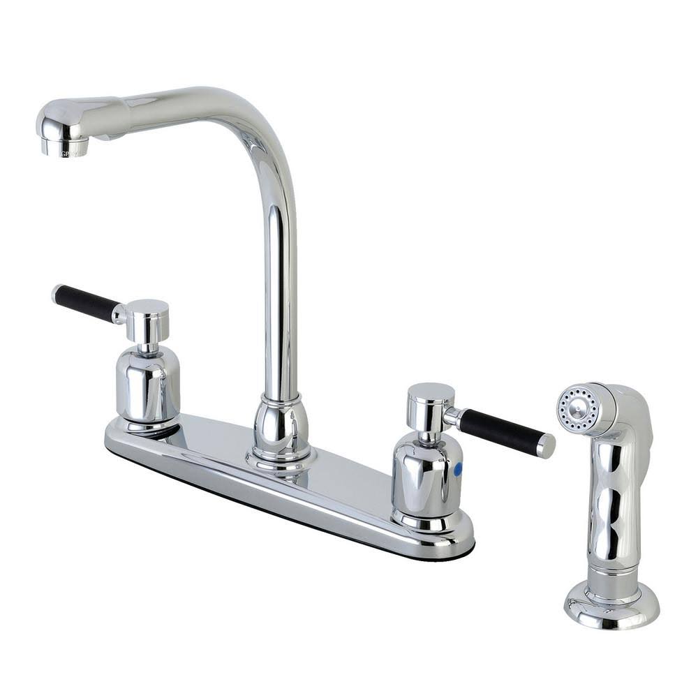 Chrome 2-Handle High Arc Kitchen Faucet with Side Sprayer W657