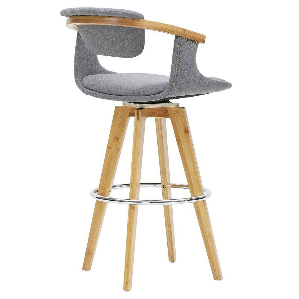 26" Fabric Bamboo Counter Stool in Gray/Natural X562189