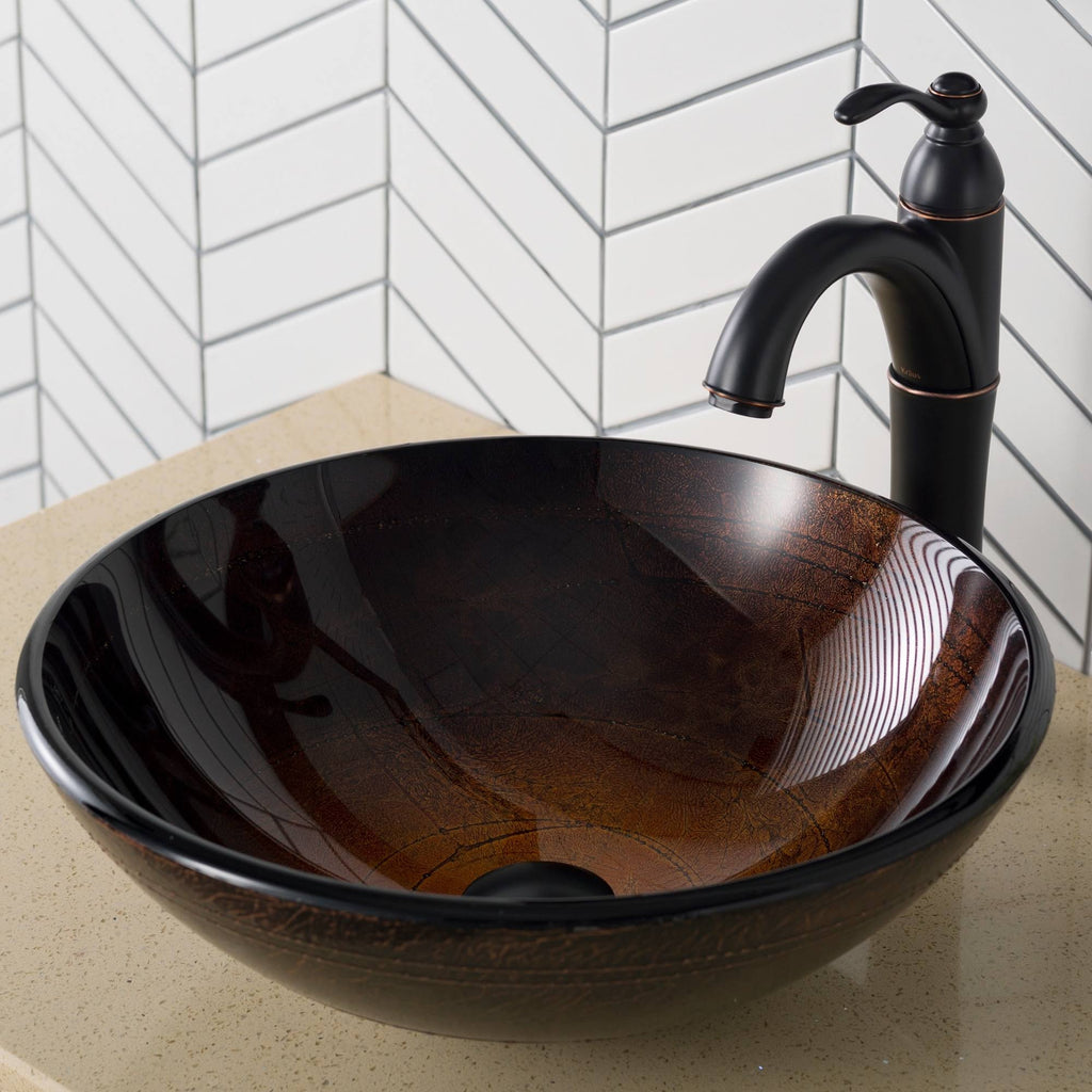 Oil Rubbed Bronze Circular Vessel Bathroom Sink K8043