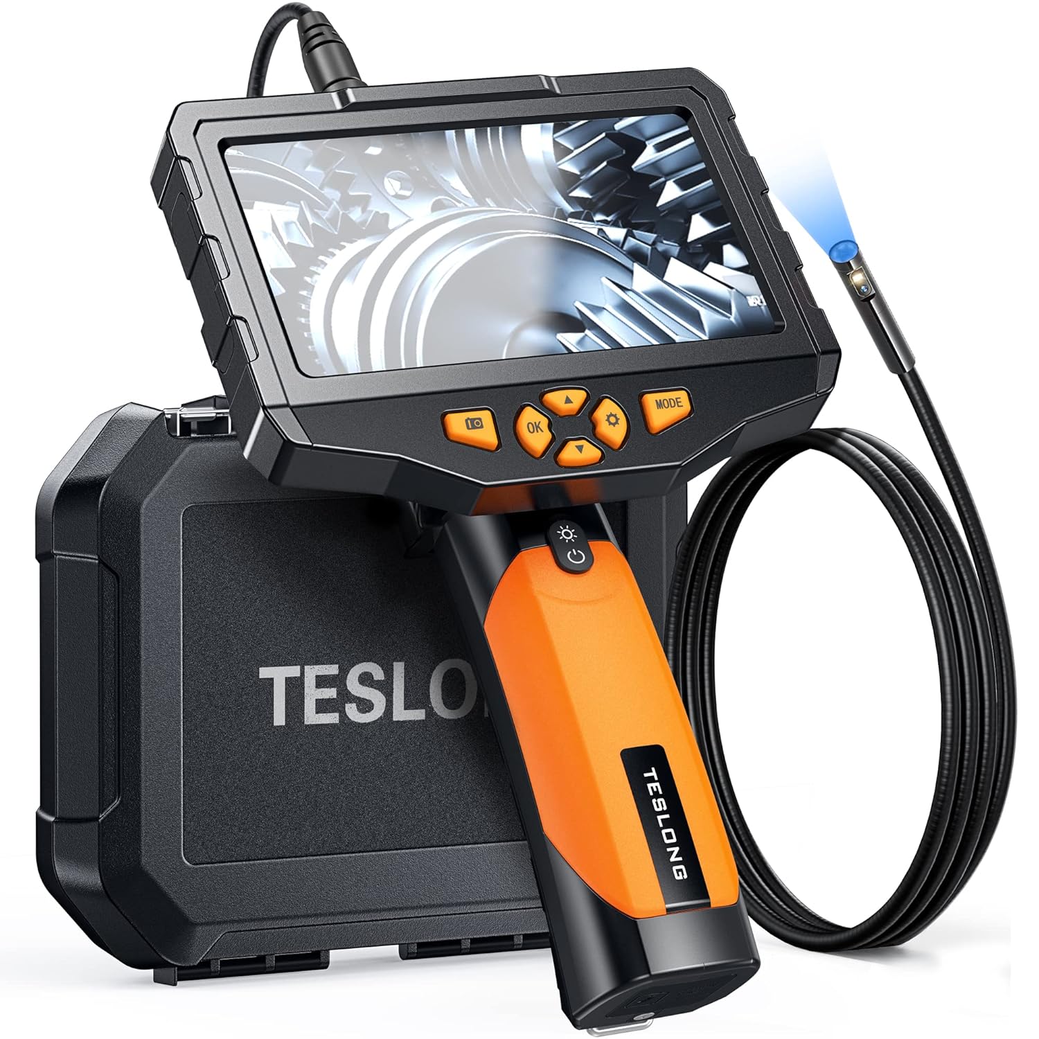 Dual Lens Inspection Camera with 5 IPS Screen, 16.4ft Flexible Probe, 1080p T134