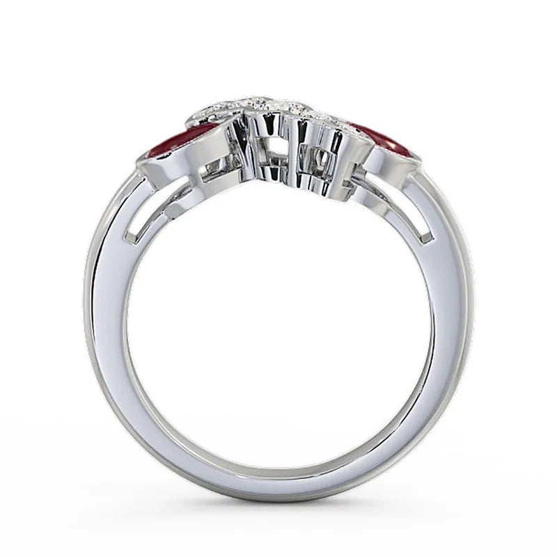 14K White Gold Eternity Band with Pear Cut Ruby and Diamond K28303