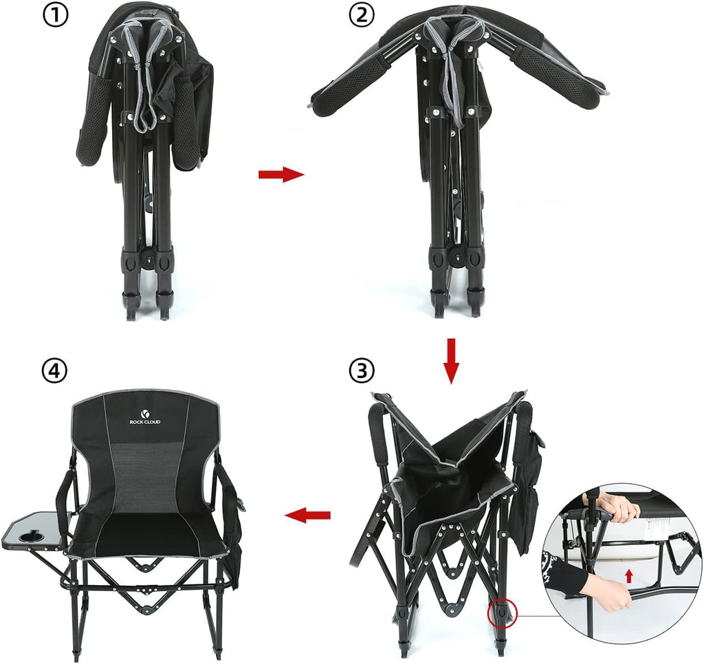 Folding Camping Chair with Storage Pocket and Side Table G333273