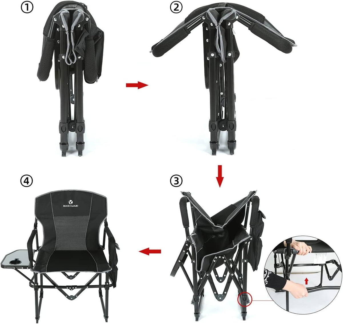 Folding Camping Chair with Storage Pocket and Side Table G333273