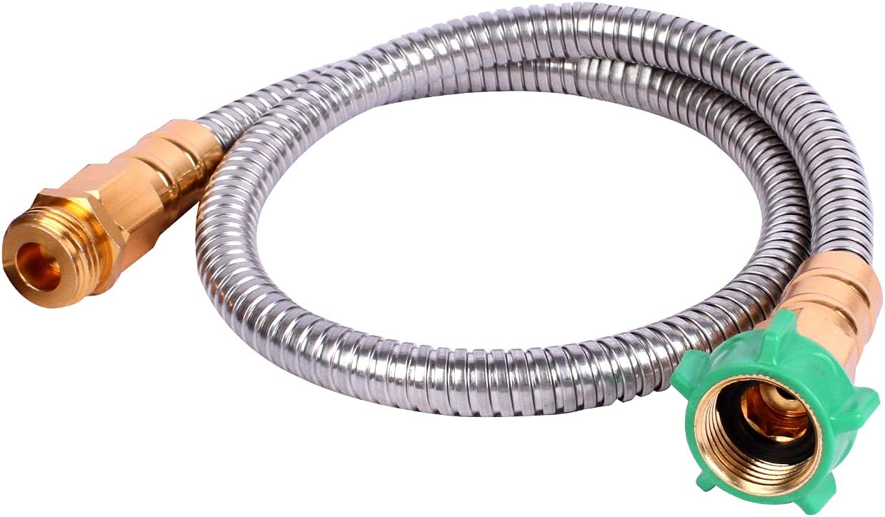 Metal Garden Hose 100 Ft Flexible Stainless Steel Water Hose with High Pressure Nozzle, Pack of 2 H697