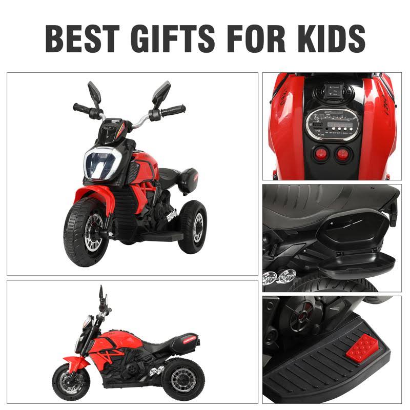 Red Three-Wheeled Kids Ride on Motorcycle Y4496