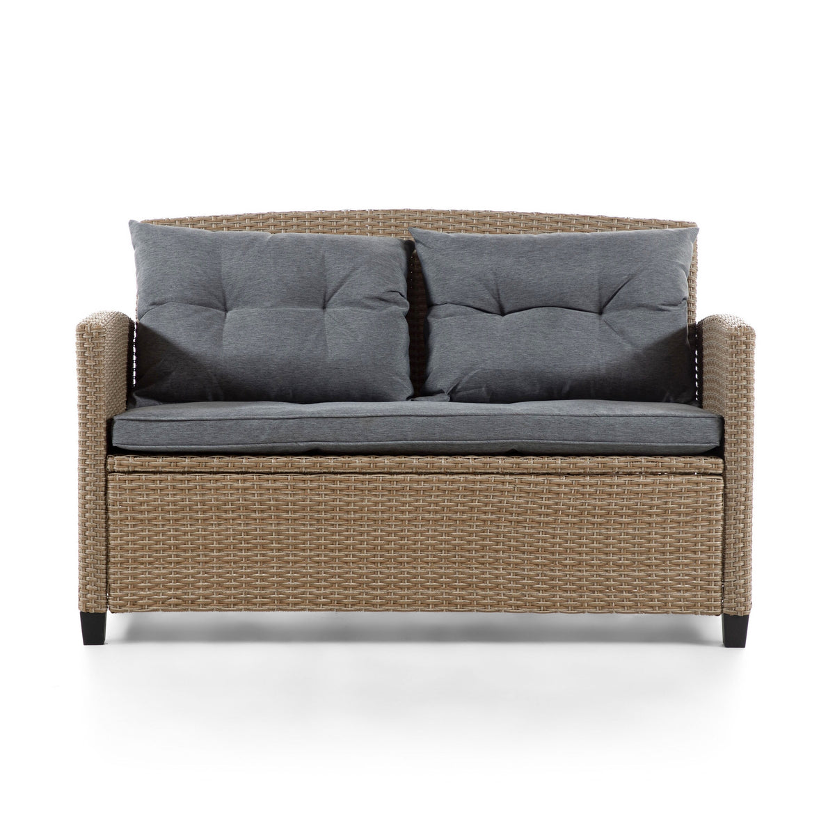 Compact Wicker Pillow Back Outdoor Loveseat J2310