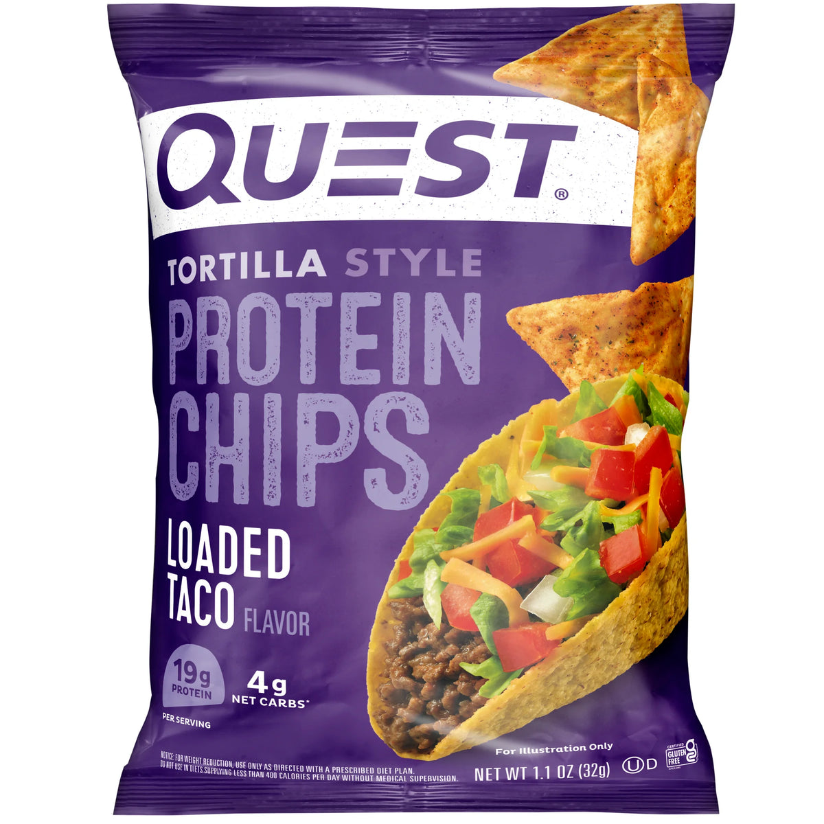 Nacho Cheese and Loaded Taco Tortilla Style Protein Chips Variety Pack, 12 Count C19111