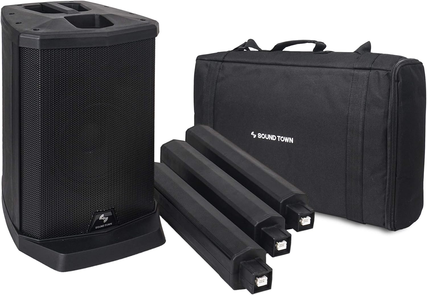 Portable Line Array PA System with Sub Bass Module, TWS Bluetooth, Built-in 3-channel Mixer, Carry Bag Y1624