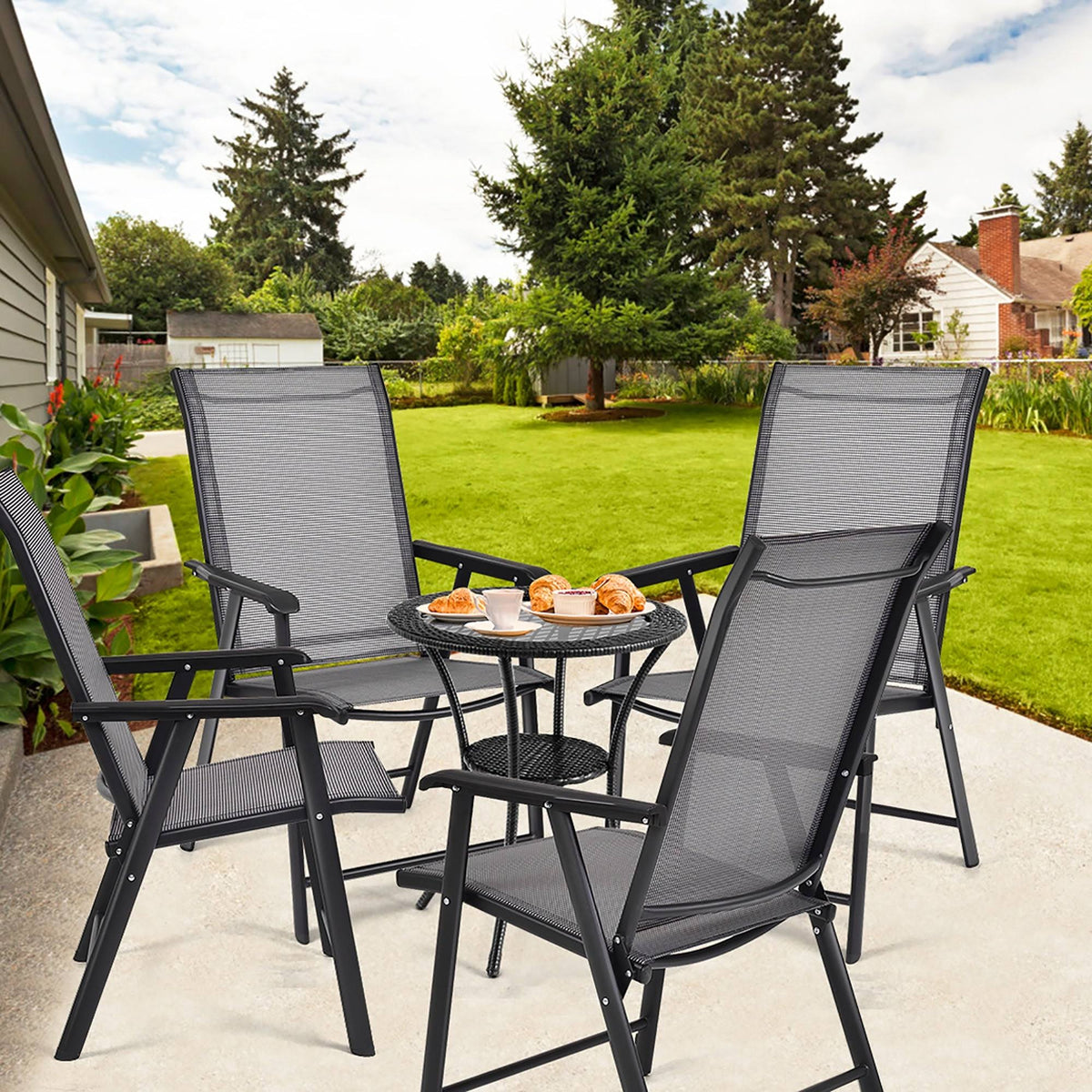 Grey Set of 4 Patio Folding Chairs A61234