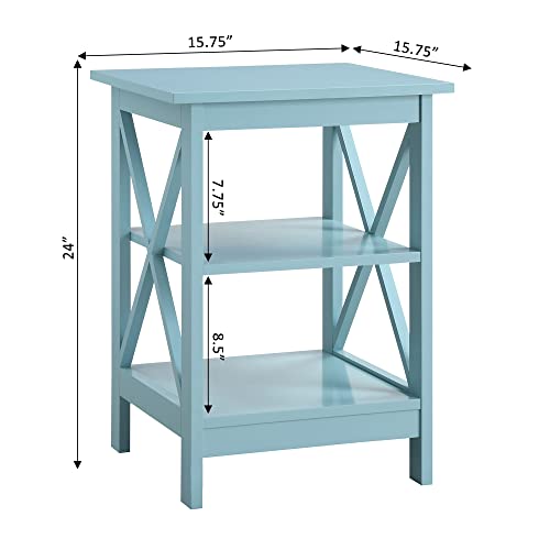 White Faux Marble/Black End Table with Storage Shelves F3007