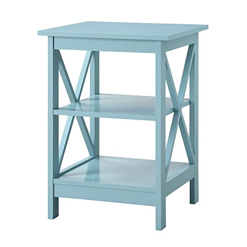 White Faux Marble/Black End Table with Storage Shelves F3007