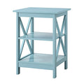 White Faux Marble/Black End Table with Storage Shelves F3007