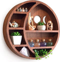 Brown 17 inch x 17 inch x 3.4 inch Wooden Moon Shelf L6639