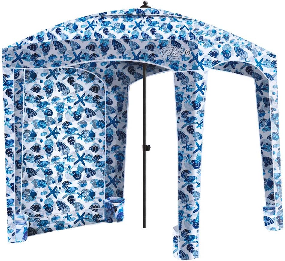 Beach Cabana Canopy, Waterproof, Portable 6' x 6' Beach Shelter with Side Wall Z124657