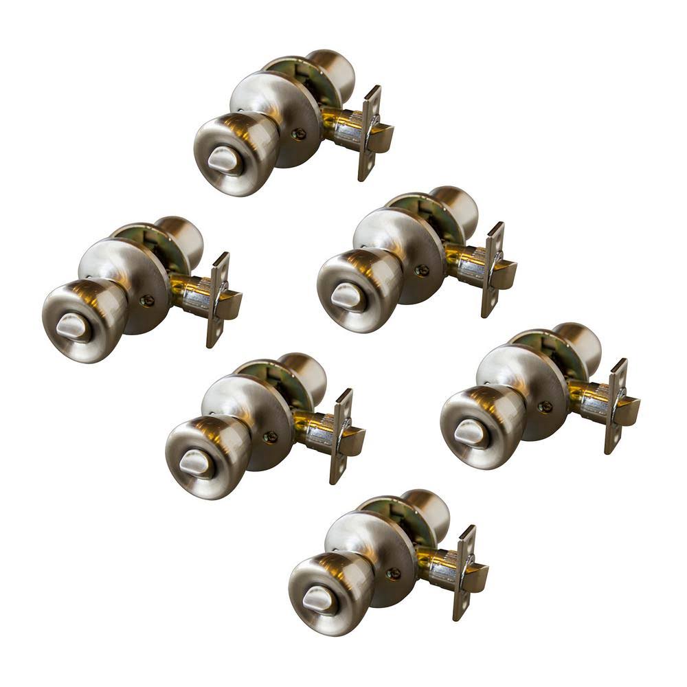 Satin Nickel Privacy Door Knob with Universal Latch (6-Pack) A947527