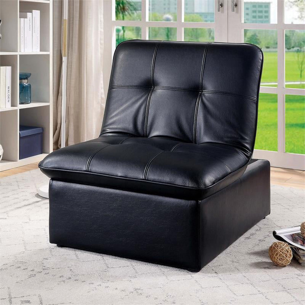 Black Faux Leather Tufted Futon Chair P18460