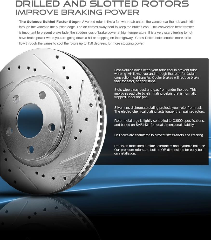 FRONT 240mm Drilled & Slotted 4 Lug Rotors Pack of 2 A561