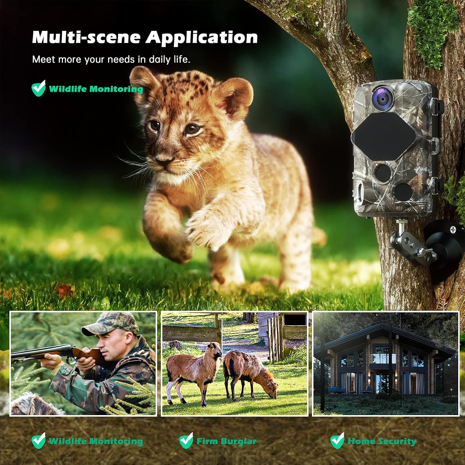 4K 24MP WiFi Trail Camera with Night Vision, IP66 Waterproof, Pack of 2 N340