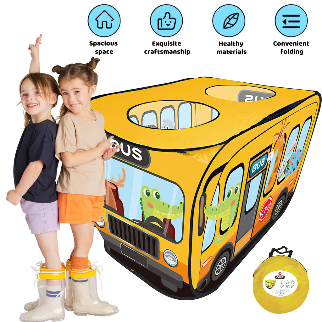 Yellow Pop up Play Tent with 2 Openings, Polyester, 44.46 x 28 x 29.25 inch I237665