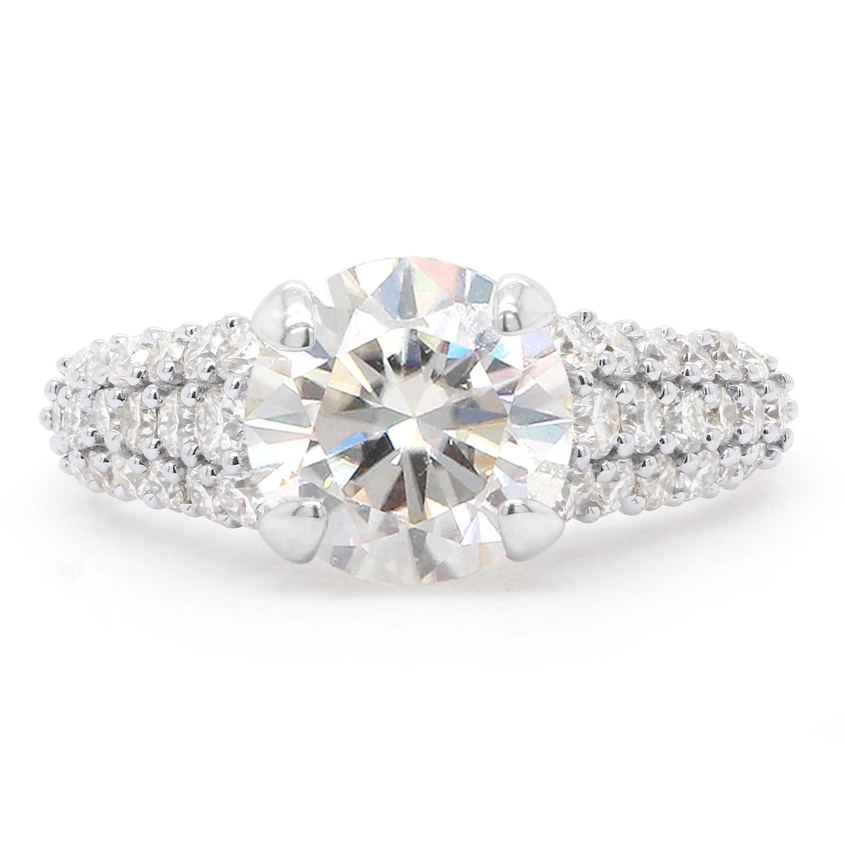 14K White Gold Multi Row Solitaire Ring E6462