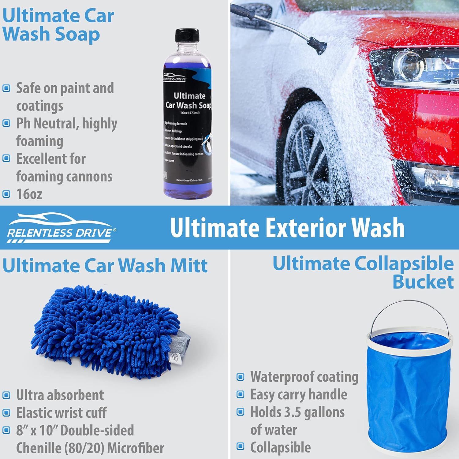 18pc Car Detailing Kit with Bucket A338