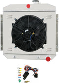 3 Row Core Aluminum Radiator Thermostat Shroud 14" Fans for 1955-1957 Chevy Belair R345
