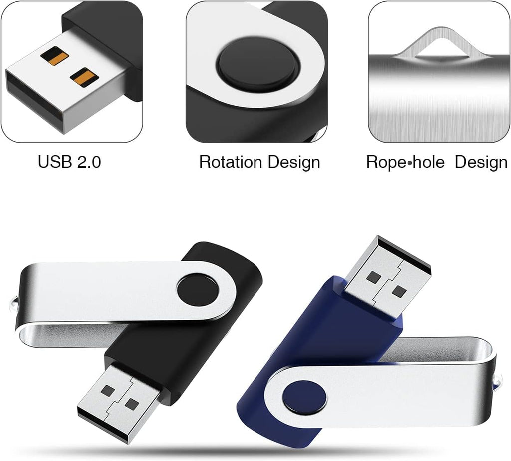 64GB USB 2.0 Flash Drive 10 Pack (Black, Blue) M77976