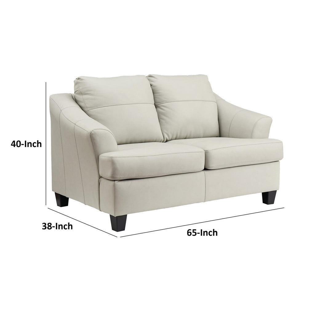 Off White Leather Loveseat D591