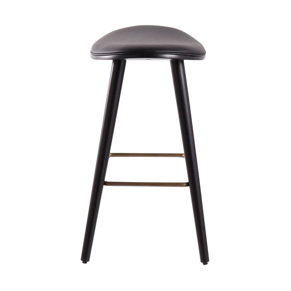 Saddle Walnut and Black Leather Counter Stool Set of 2 T890462