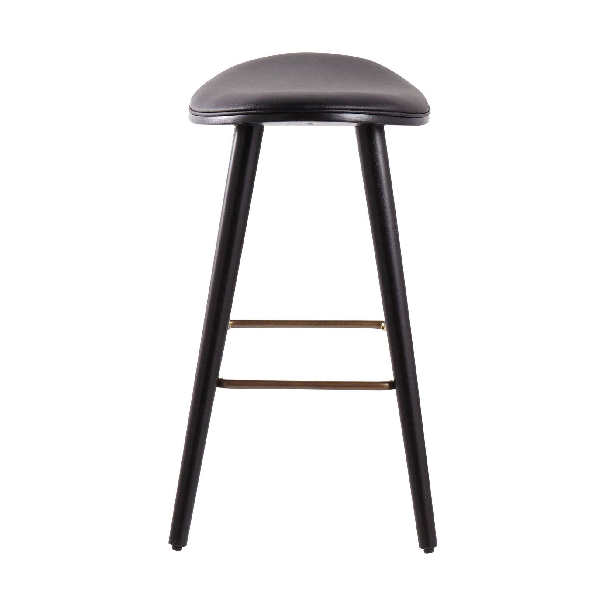 Saddle Walnut and Black Leather Counter Stool Set of 2 T890462