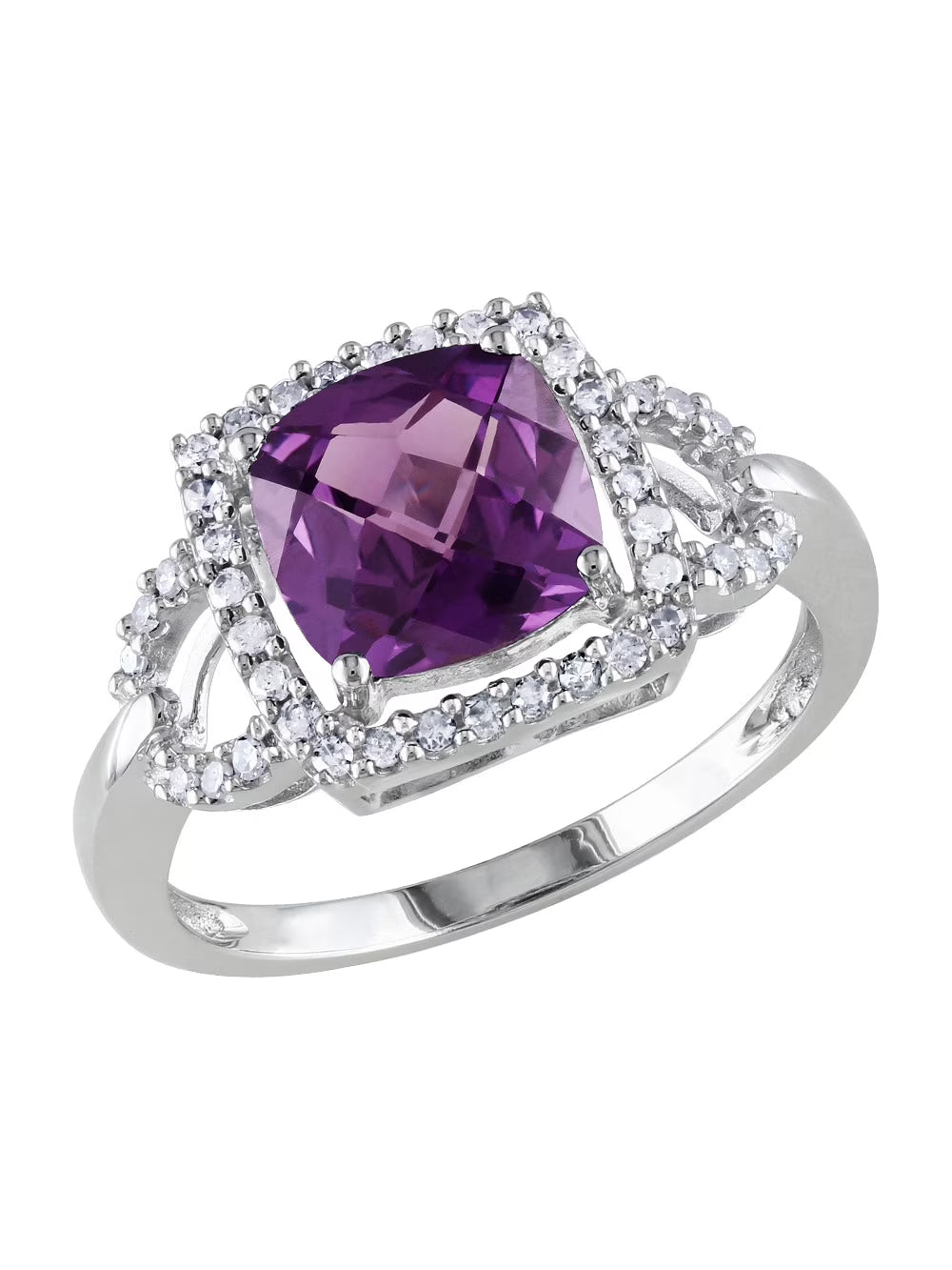 10K White Gold Alexandrite and Diamond Halo Ring D69420