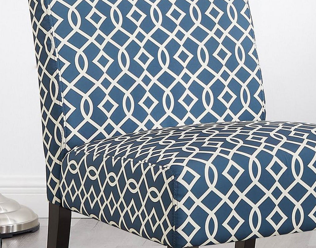 3pc Blue Fabric Upholstered Side Table and 2 Chairs J70330