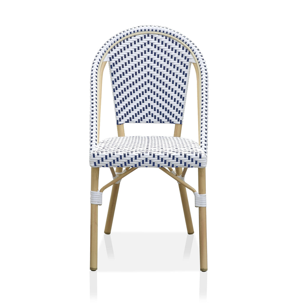 Natural Tone Patio Bistro Chairs (Set of 2) - Blue & White R16327