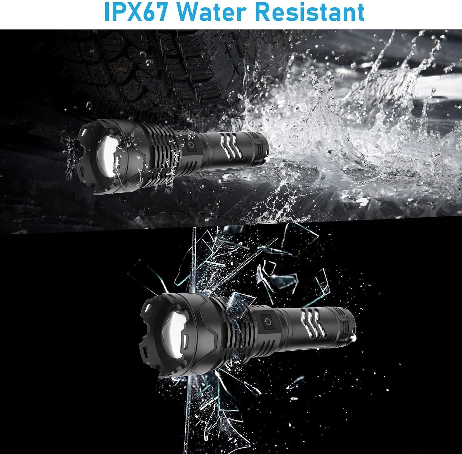 Rechargeable LED Tactical Flashlight, 120000 Lumen, Type-C Fast Charge, IPX6 Waterproof C719