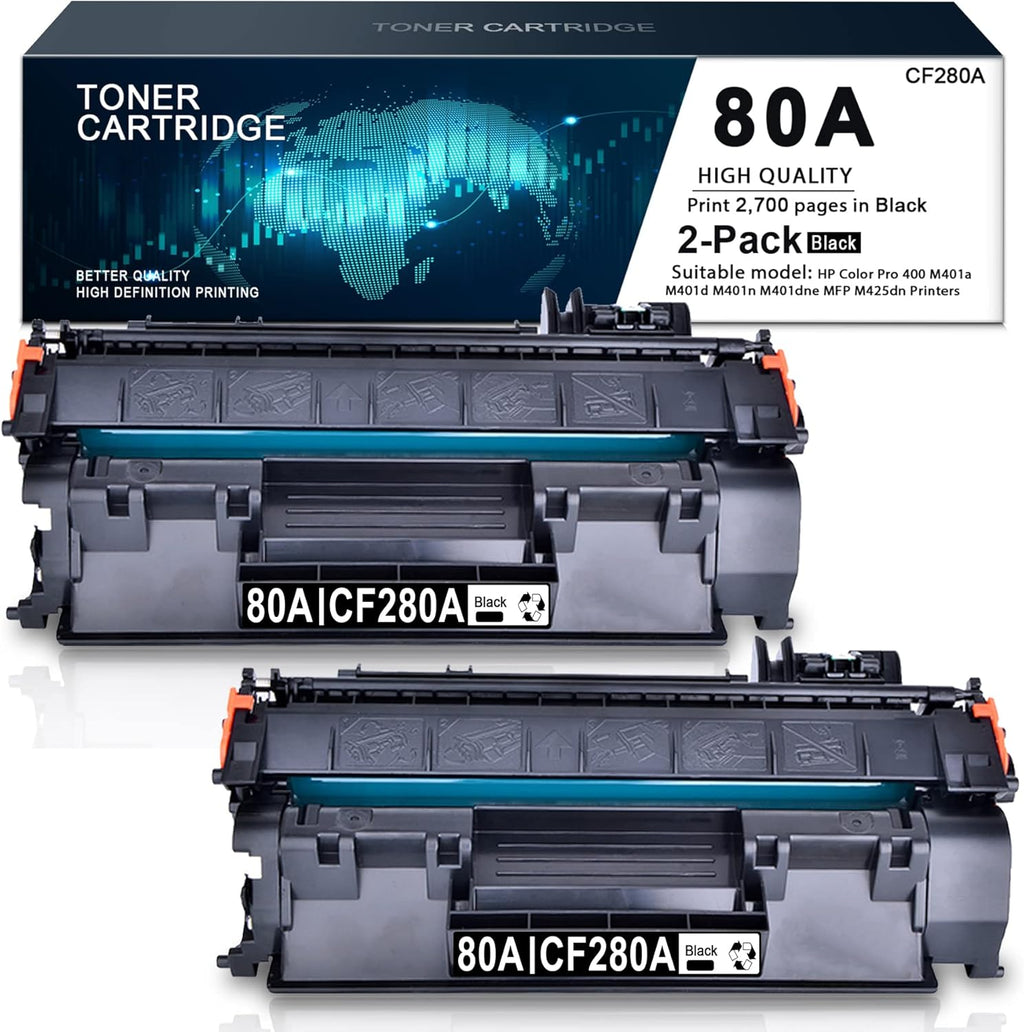 (2 Pack, Black) Compatible Toner Cartridge 80A Replacement for HP Printers E829229