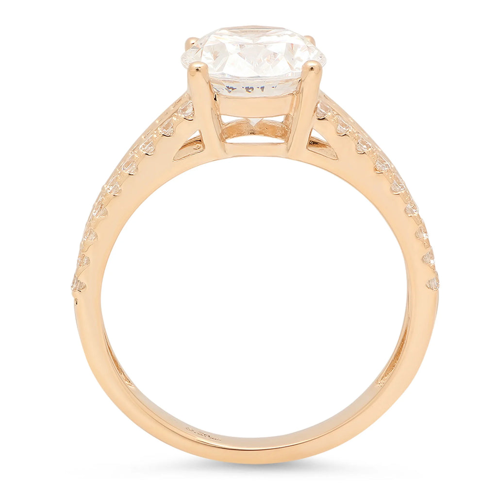 Oval Cut Genuine Cultured Diamond 18K Yellow Gold Engagement Ring size 8 F3027