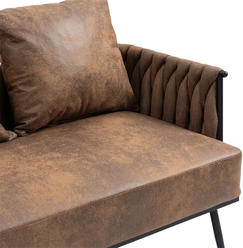 Green Velvet Tufted Armchair with Metal Legs and 2 Couch Pillows P34008