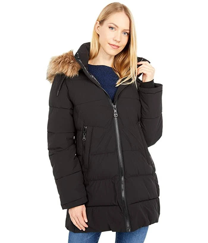 Heavy Puffer with Stretch and Faux Fur Hood F76248