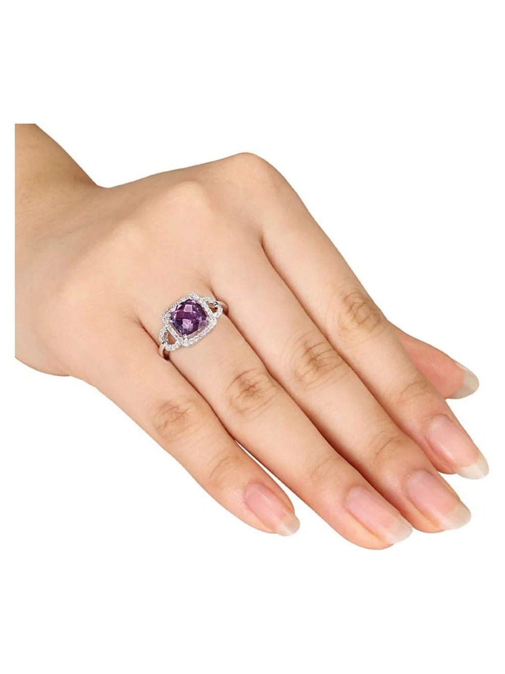 10K White Gold Alexandrite and Diamond Halo Ring D69420