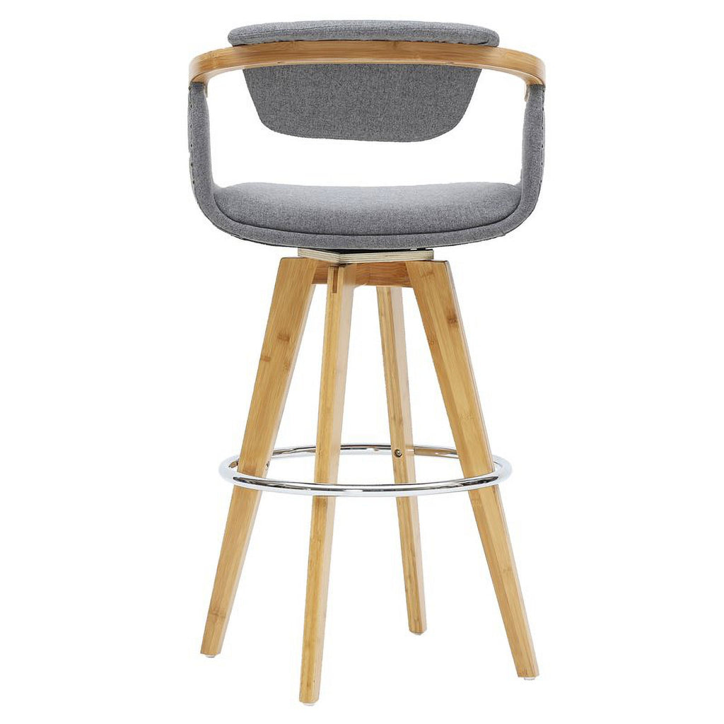 26" Fabric Bamboo Counter Stool in Gray/Natural X562189