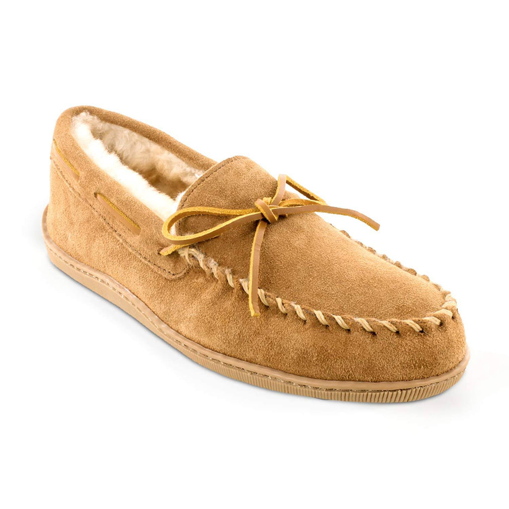 Men's Sheepskin Hardsole Moccasins, Size 13 Wide, Golden Tan M3761