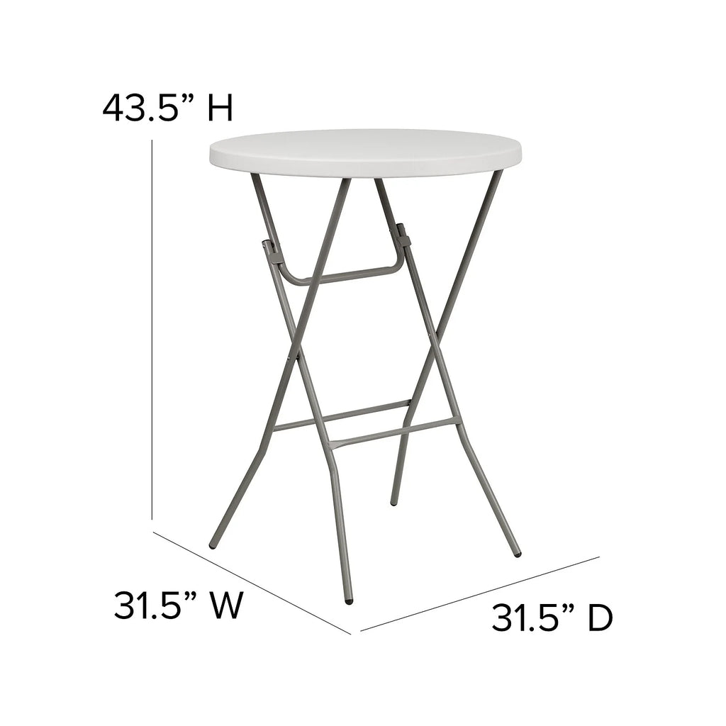 2.63-Foot Round Granite White Plastic Folding Table D600