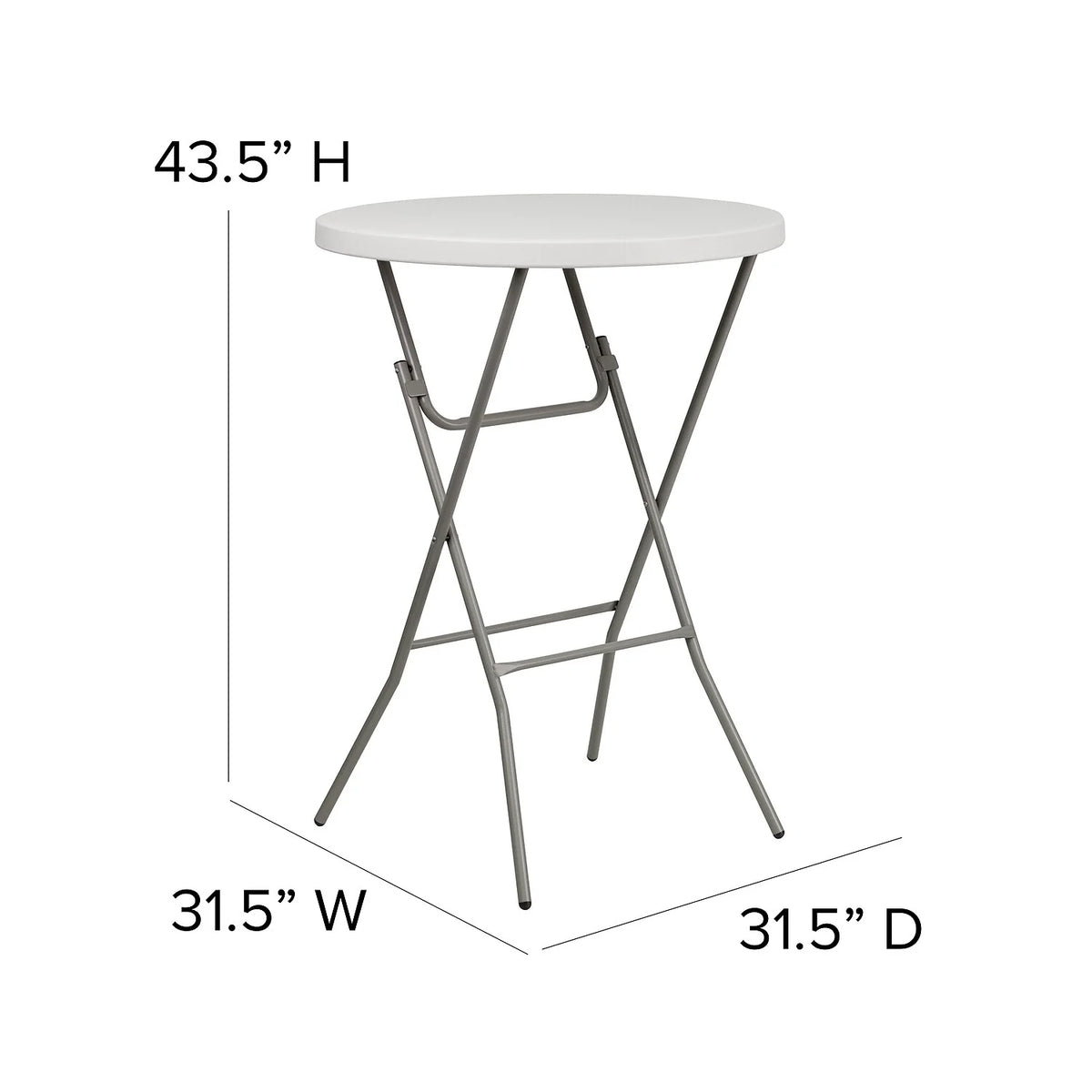 2.63-Foot Round Granite White Plastic Folding Table D600