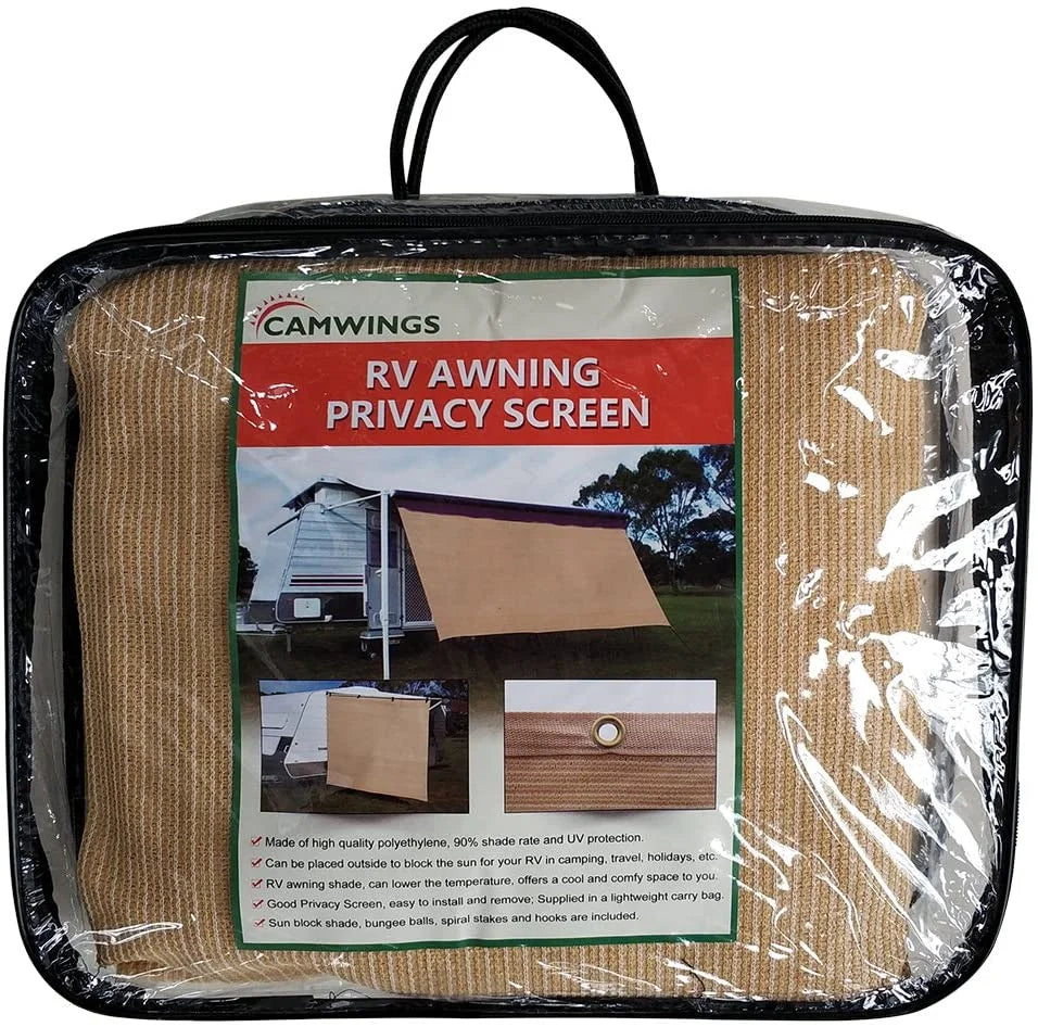 RV Awning Privacy Screen Shade Panel Kit Sunblock Drop 8 x 16ft, Wheat Q147