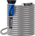 Metal Garden Hose 100 Ft Flexible Stainless Steel Water Hose with High Pressure Nozzle, Pack of 2 H697