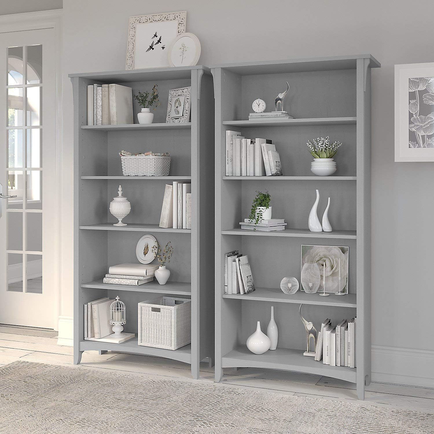 5 Shelf Bookcase Set of 2, Cape Cod Gray Y56864