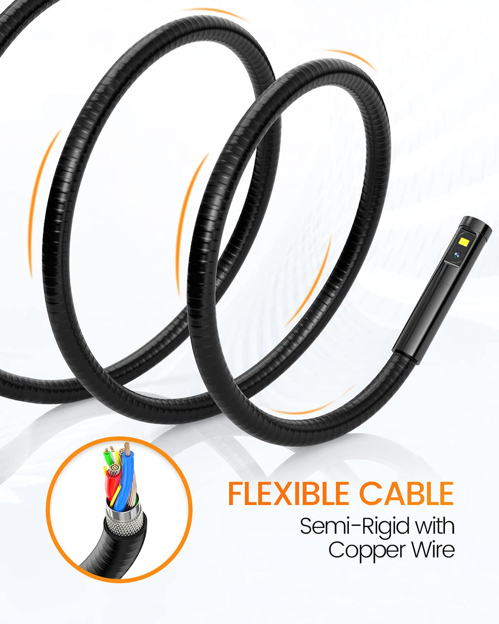 Dual Lens Inspection Camera with 5 IPS Screen, 16.4ft Flexible Probe, 1080p T134