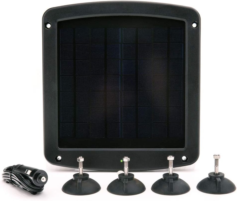 5 Watt Solar Battery Charger 12V Weatherproof with Windshield Mount and Cigarette Adapter, Pack of 2 K48738