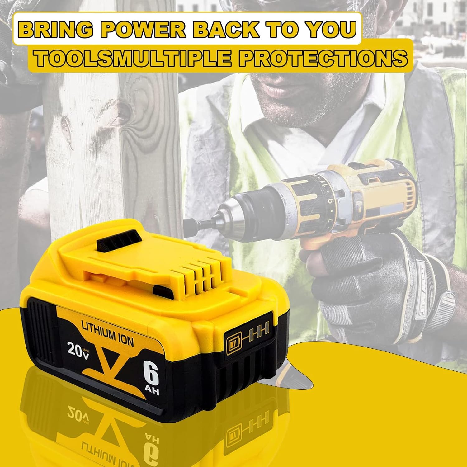 2 Pack 20V 6.0Ah Lithium Replacement Battery Q767