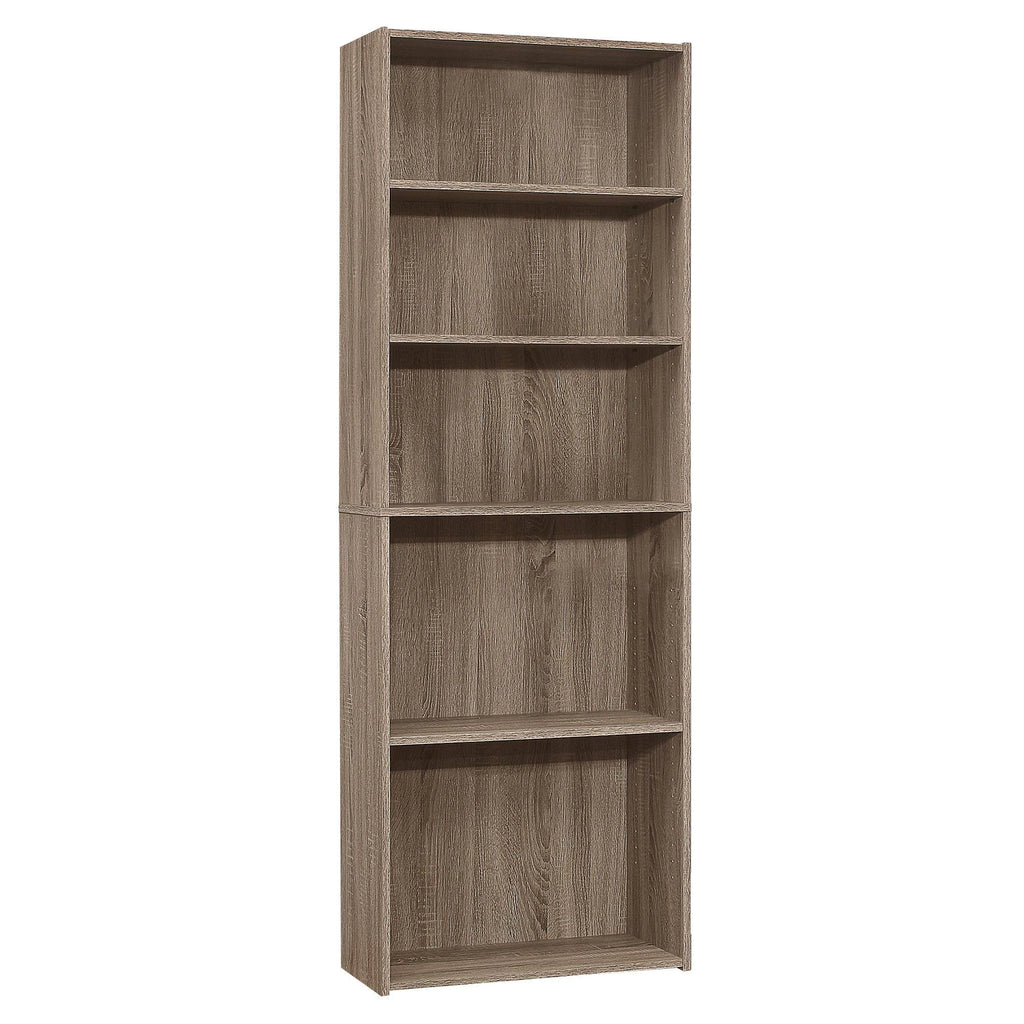 Taupe Brown 5 Shelves Rectangular Bookcase X7178